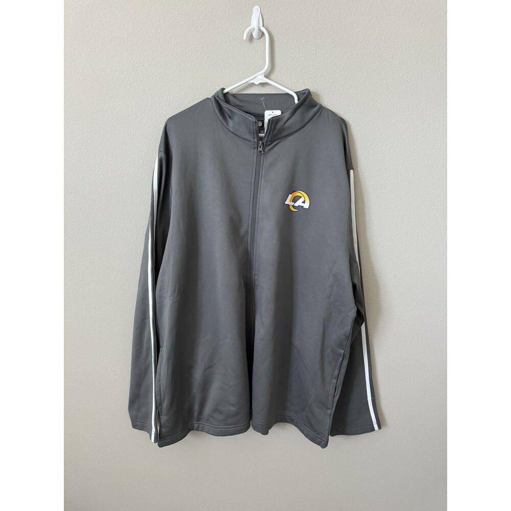 Los Angeles LA Rams Full Zip Gray Jacket NFL Super Bowl Champions Playoffs